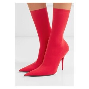 Balenciaga Knife ankle boots red sock EU 42 US 11 pointed toe stretch 80mm new
